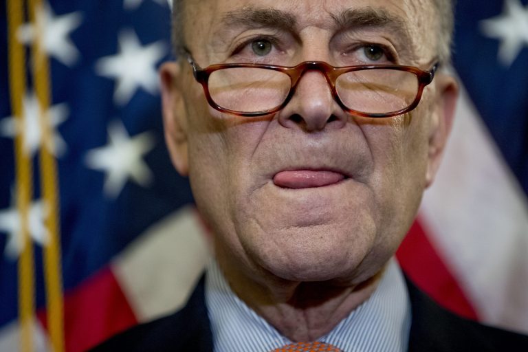 Senate Minority Leader Sen. Chuck Schumer of N.Y., attends a news conference on American labor on Capitol Hill in Washington, Wednesday, Nov. 1, 2017, Trump said on Twitter that the driver in Tuesday's attack 
