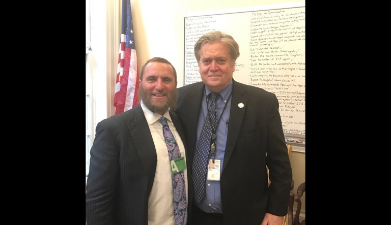 White House chief strategist Steve Bannon's whiteboard of President Trump's campaign promises showed up in a tweet Tuesday. (Photo: RabbiShmuley/Twitter)