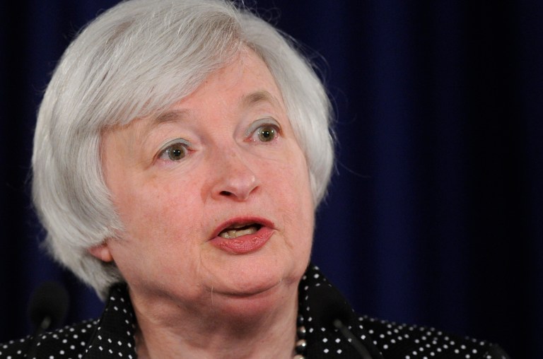FILE - In this June 18, 2014 file photo, Federal Reserve Chair Janet Yellen speaks during a news conference at the Federal Reserve in Washington.  Yellen gives the keynote speech to open the annual conference of central bankers in Jackson Hole, Wyo. on Friday, Aug. 22, 2014. (AP Photo/Susan Walsh, File)