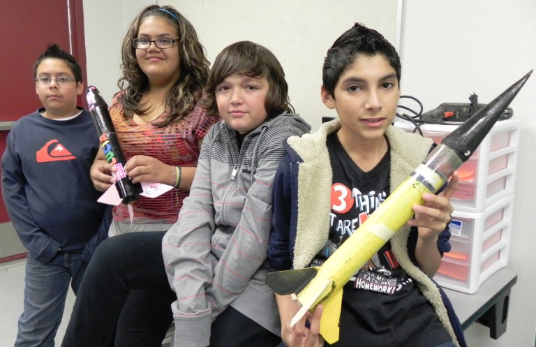 San Luis students launching rocket entry