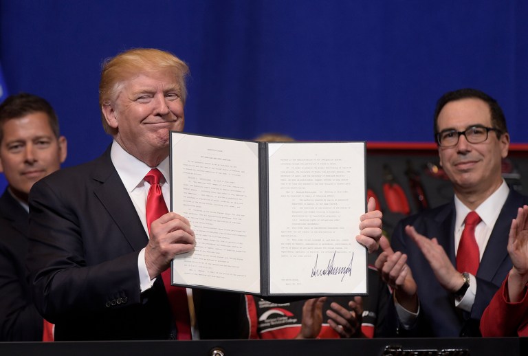 President Trump will sign an executive order requiring the agency to review tax rules that impose burdens on taxpayers. (AP Photo/Susan Walsh)