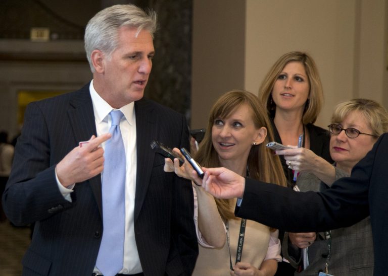 House Majority Whip Kevin McCarthy, R-Calif.,ÃÂ suggested House GOP leaders will continue to link their fight against the health care law to a spending bill needed to avoid a government shutdown. (AP Photo/Carolyn Kaster)