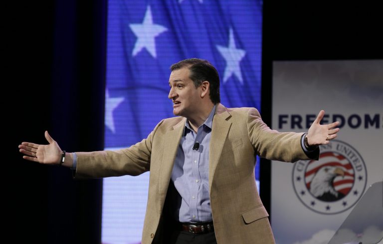 Sen. Ted Cruz, R-Texas, speaks during the Freedom Summit, Saturday, Jan. 24, 2015, in Des Moines, Iowa. (AP Photo/Charlie Neibergall)