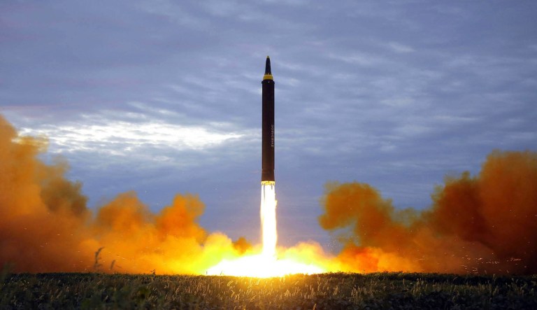The test launch of a Hwasong-12 intermediate range missile in Pyongyang, North Korea. (Korean Central News Agency/Korea News Service via AP, File)