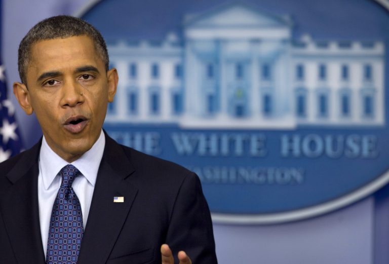   President Barack Obama talks about the economy, Friday, June 8, 2012, in the briefing room of the White House in Washington. (AP Photo/Carolyn Kaster)  