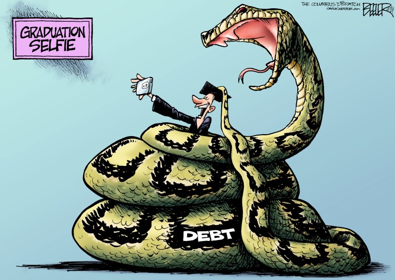 Editorial cartoon: Graduation selfie
