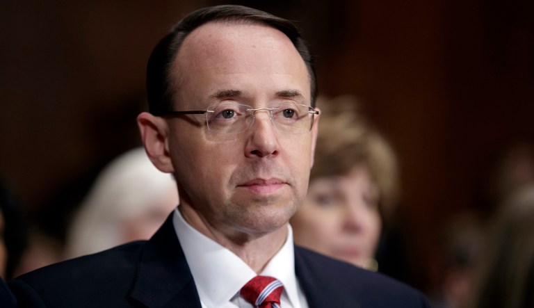 In a three-page rebuke of James Comey's conduct, Rod Rosenstein said the FBI director had usurped the attorney general's authority last year when he announced that the FBI was closing its investigation of Hillary Clinton's use of a private email as secretary of state. (AP Photo/J. Scott Applewhite, File)