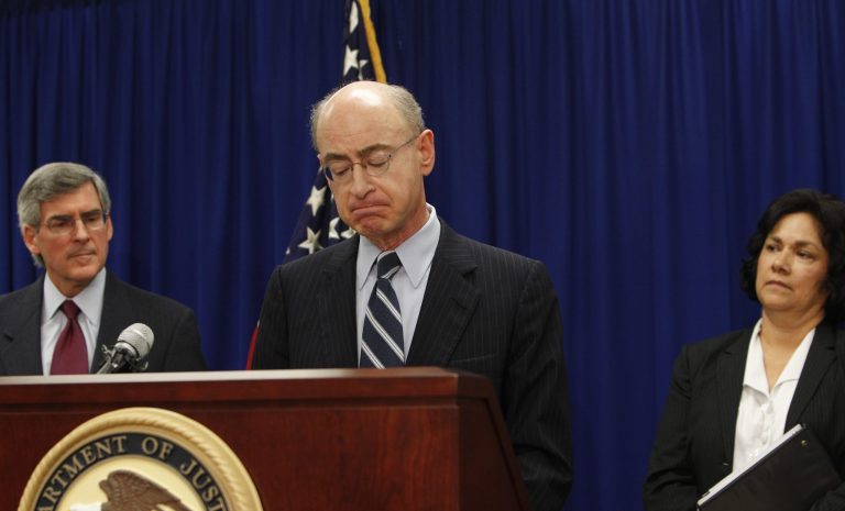 Daniel R. Levinson, Inspector General of the U.S. Department of Health and Human Services, pauses during a news conference Tuesday, Feb. 28, 2012, in Dallas. (AP Photo/LM Otero)