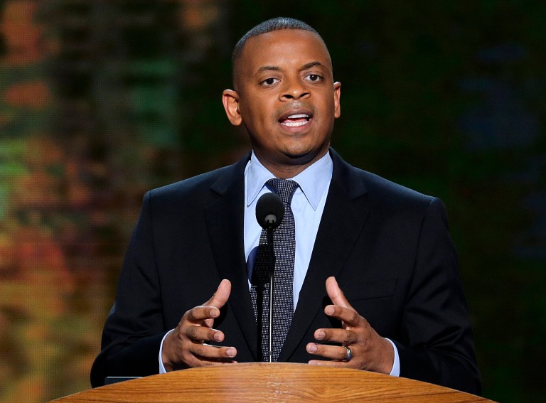 FILE - In this Sept. 4, 2012 file photo, Charlotte Mayor Anthony Foxx addresses the Democratic National Convention in Charlotte, N.C. President Barack Obama on Monday will nominate Foxx as his new transportation secretary, a White House official said Sunday, April 28, 2013. (AP Photo/J. Scott Applewhite, File)