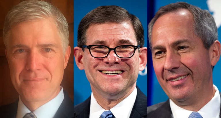 Three of the most-discussed contenders are all under the age of 55, including 10th Circuit Judge Neil Gorsuch of Colorado, 11th Circuit Judge William Pryor of Alabama and 3rd Circuit Judge Thomas Hardiman of Pennsylvania. (AP Photos)