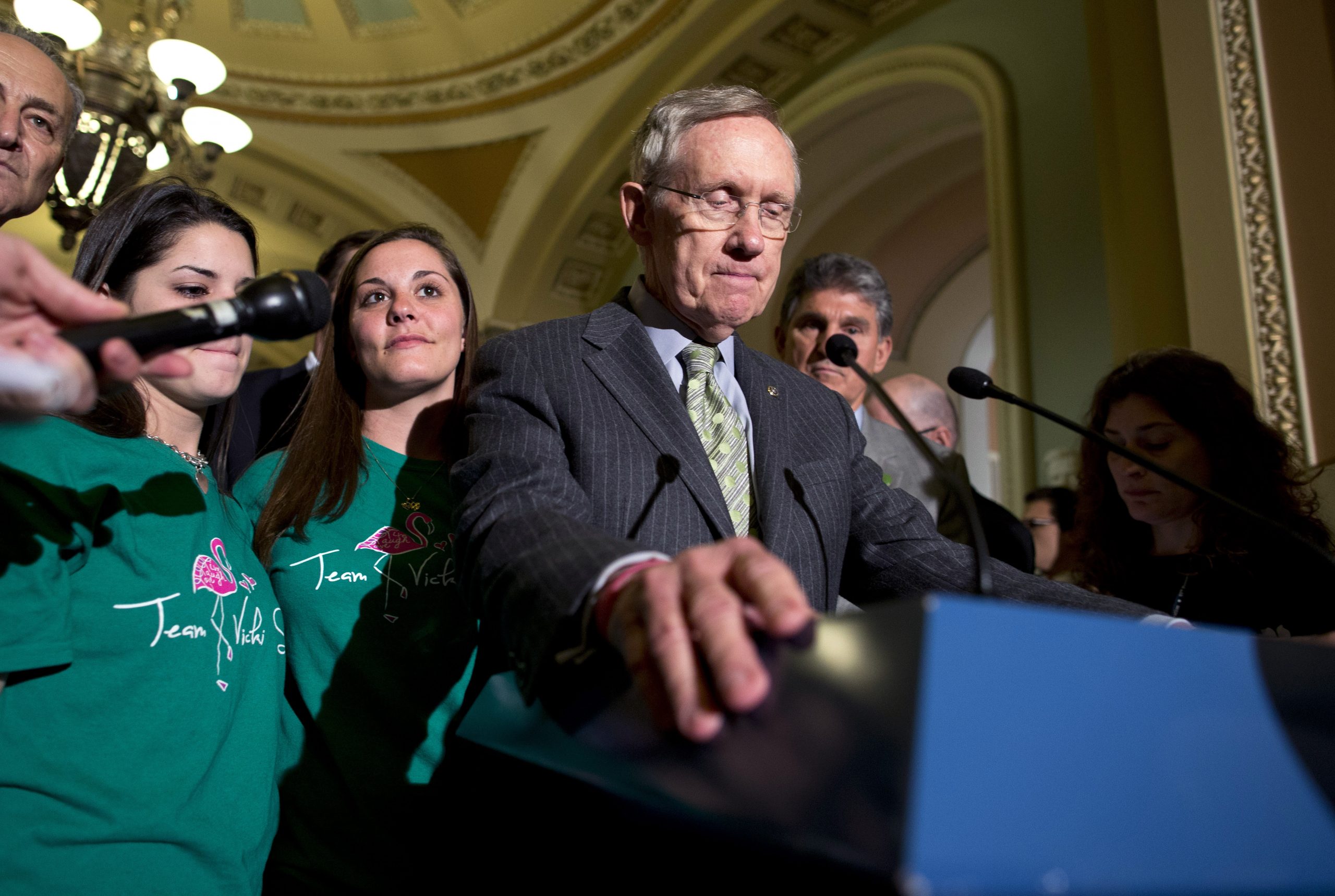 Senate Majority Leader Harry Reid pledges to revive gun bill that was declared dead