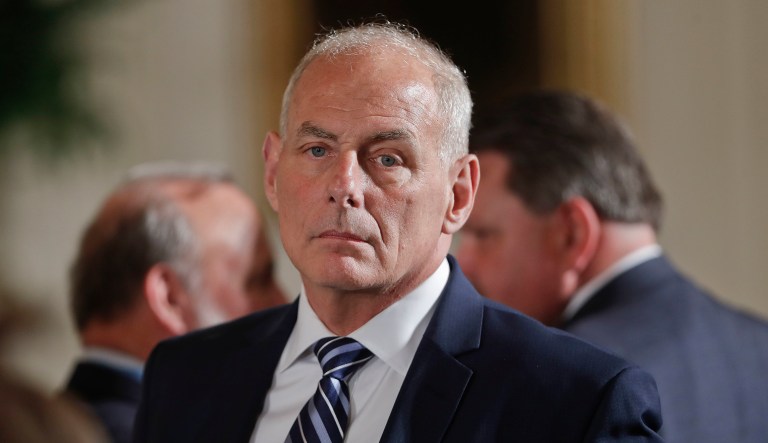 John Kelly told reporters in his office Friday that he didn't know anything about Rob Porter's two ex-wives alleging abuse until media reports on Feb. 6. But in other cases, Kelly said he was apprised of the reasons for the delayed issuance of clearances. (AP Photo/Pablo Martinez Monsivais)