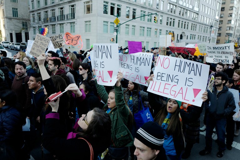 The New York City Department of Education's official policy is that no students were allowed to leave campus and those who did could be punished. (AP Photo/Mark Lennihan)