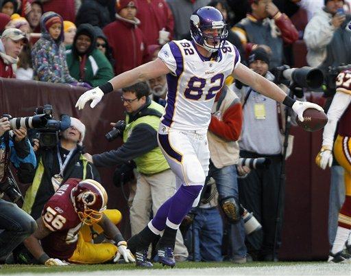 Kyle Rudolph caught a touchdown pass in the third quarter as the Vikings beat the Redskins for just their third win this season.