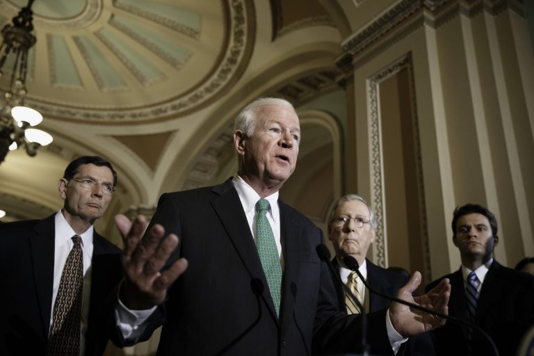 Sen. Saxby Chambliss, R-Ga., the ranking member of the Intelligence Committee, commended the five Arab countries who have joined in on the airstrikes while others offered limited praise while continuing to slam President Obama for failing to take action sooner. (AP Photo/J. Scott Applewhite)
