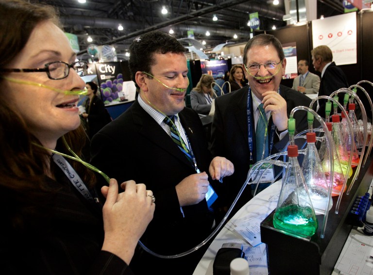 At least one FEC member could be seen using the taxpayer-funded trip to sniff some scented oxygen. (AP Photo/Coke Whitworth)