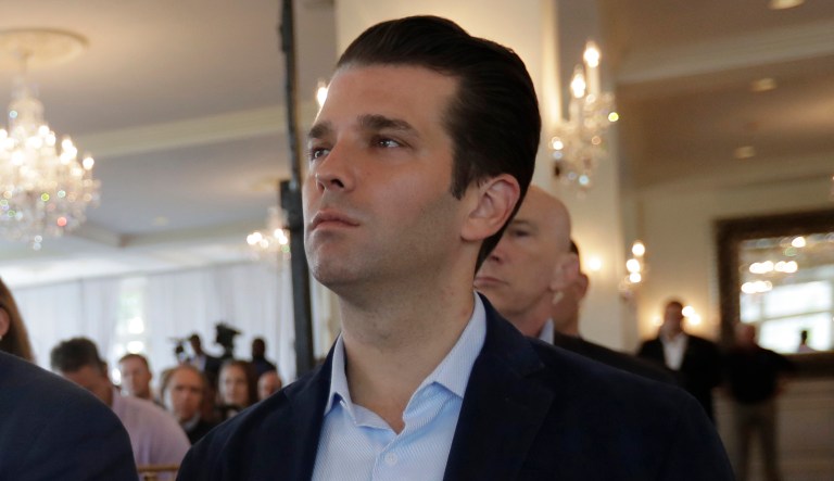 Trump Jr. met with Senate Judiciary Committee investigators at the U.S. Capitol on Thursday morning and was expected to be questioned for several hours. (AP Photo/Julio Cortez)