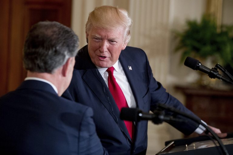 President Trump has had a rocky relationship with the intelligence community as a result of its investigation into possible collusion between his campaign and Russia to influence the presidential election. (AP Photo/Andrew Harnik)
