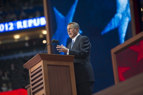 Speaker of the House John Boehner speaks at the 2012 Republican National Convention at the Tampa Bay Times Forum. (Getty Images)