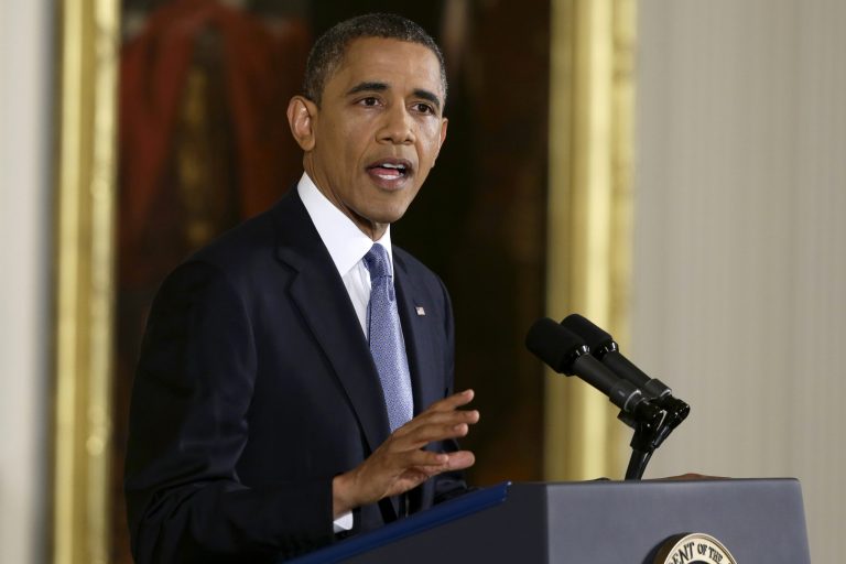 President Obama speaks about the naming of Katie Beirne Fallon as his new legislative affairs director. (AP Photo)