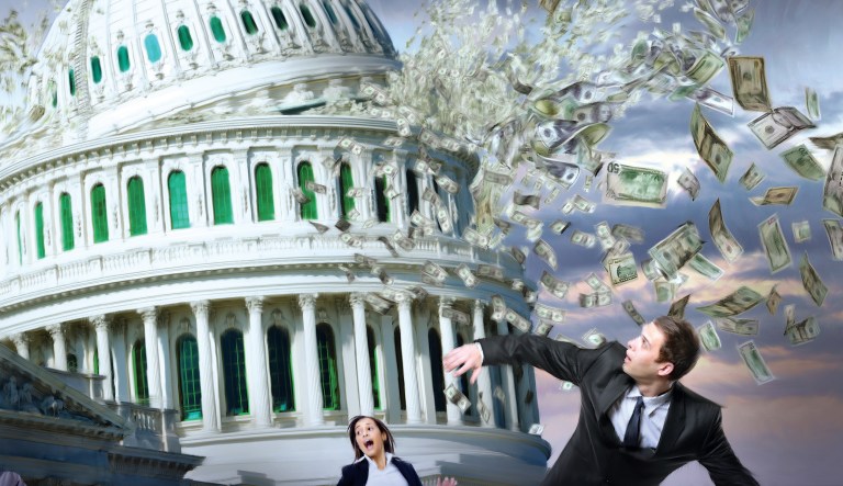 While Republicans in the Senate are weighing a debt ceiling vote in July, the issue has not reached the top of the House GOP agenda. (Illustration by Bill Lesniewski)