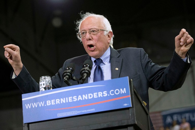 How long will Sanders stay in the race? (AP Photo/John Minchillo)
