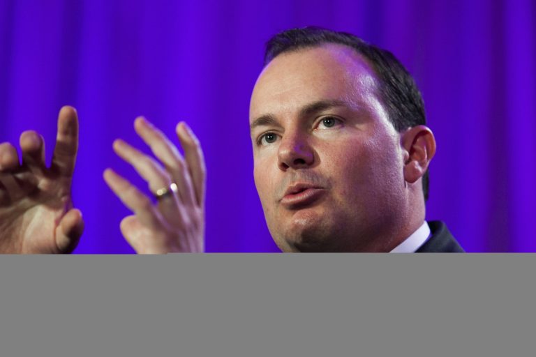 Sen. Mike Lee, Utah Republican, speaking at the Tea Party's five-year anniversary event in Washington earlier this year. (Graeme Jennings/Washington Examiner)