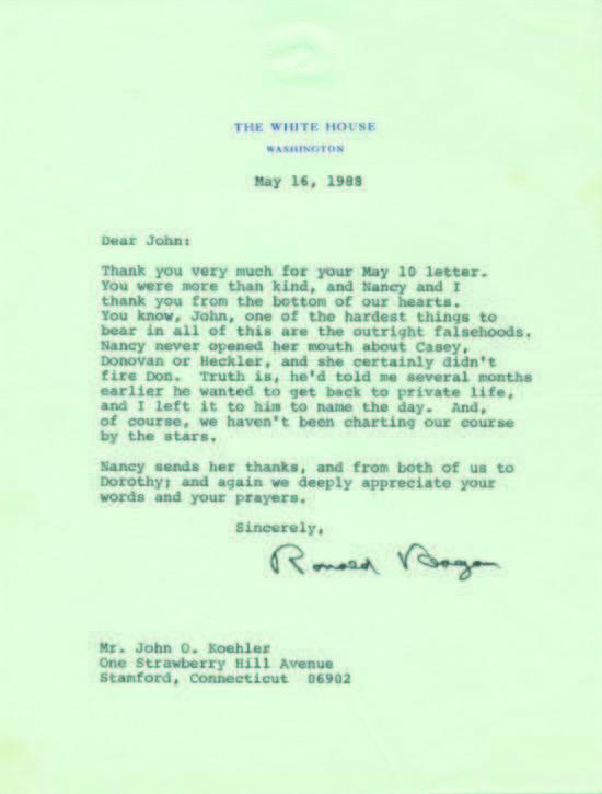 Rare Reagan letter: Policy not based on astrology