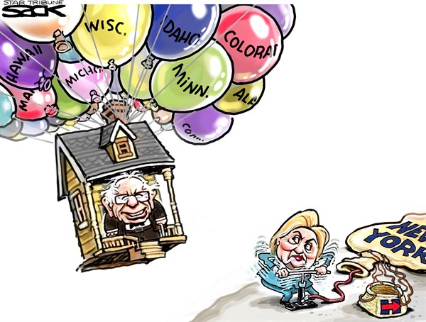 Editorial cartoon: Bernie’s delegates balloon