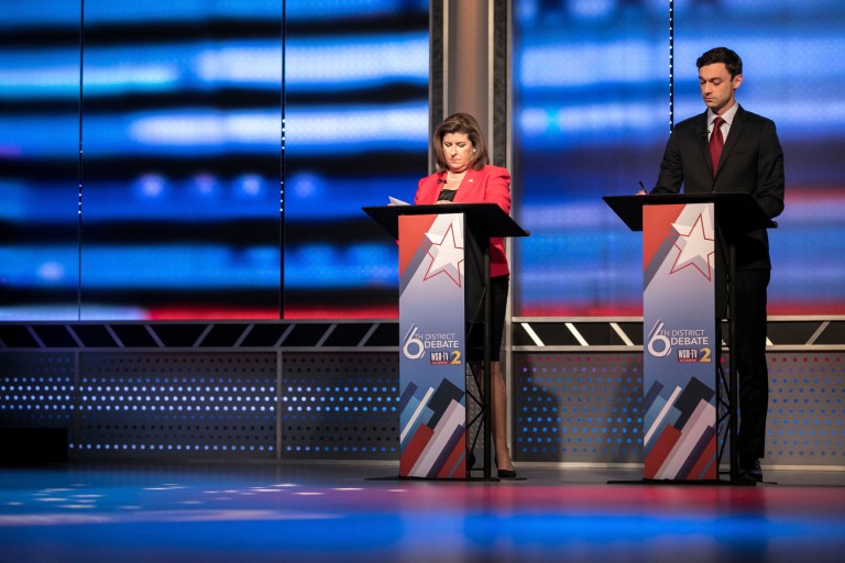 FEC records reveal at least $56.7 million has been spent on the election between Democrat Jon Ossoff and Republican Karen Handel. (Branden Camp/Atlanta Journal-Constitution via AP)