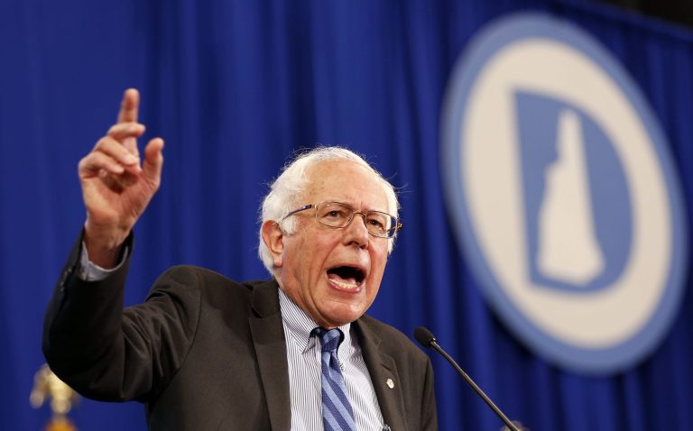 Democratic presidential candidate Sen. Bernie Sanders speaks during the state's annual Democratic convention in Manchester, N.H. (AP Photo/Jim Cole)