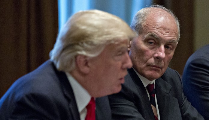 President Trump reportedly reprimanded John Kelly, White House chief of staff, after Kelly told lawmakers the president's border wall plans during the 2016 campaign were "uninformed." (Andrew Harrer/Bloomberg)