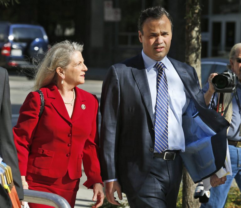 Attorney William A. Burck, right, represented Maureen McDonnell, wife of former Virginia Governor Robert McDonnell, in the corruption trial. Burck has been retained as the lead outside attorney in a House Republican initiated lawsuit challenging as unconstitutional Obama's 2013 decision to unilaterally delay the implementation of the Affordable Care Act's employer mandate. (AP Photo/Steve Helber)