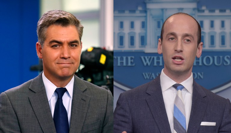 During the briefing, Miller faced off against several reporters. (AP Photo/Alex Brandon)