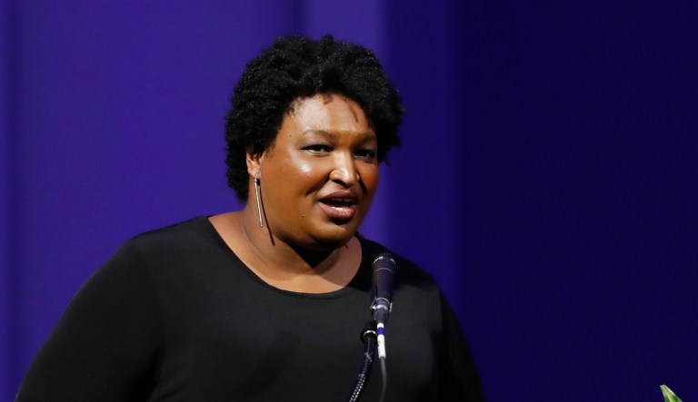 Former Georgia House Minority Leader Stacey Abrams addresses the 110th NAACP National Convention, Monday, July 22, 2019, in Detroit.