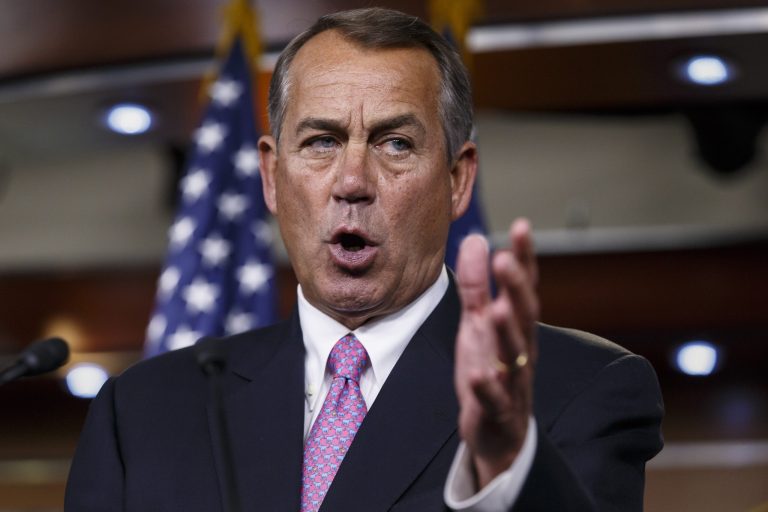House Speaker John Boehner of Ohio takes questions about his legislative agenda during a news conference on Capitol Hill in Washington, Wednesday, March 26, 2014. Boehner touched on the Ukraine crisis, relations with Russia, the NSA surveillance program, jobs and other issues. (AP Photo/J. Scott Applewhite)