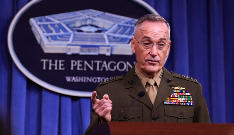Joint Chiefs Chairman Gen. Joseph Dunford said Monday the soldiers were returning to their operating base after conducting a routine visit to a village when they were attacked by the fighters in Niger. (AP Photo/Manuel Balce Ceneta)