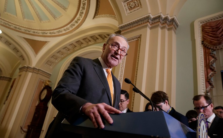 Senate Minority Leader Charles Schumer of N.Y. charged Friday that Republicans are rushing President Trump's Cabinet nominees through the Senate because they are 