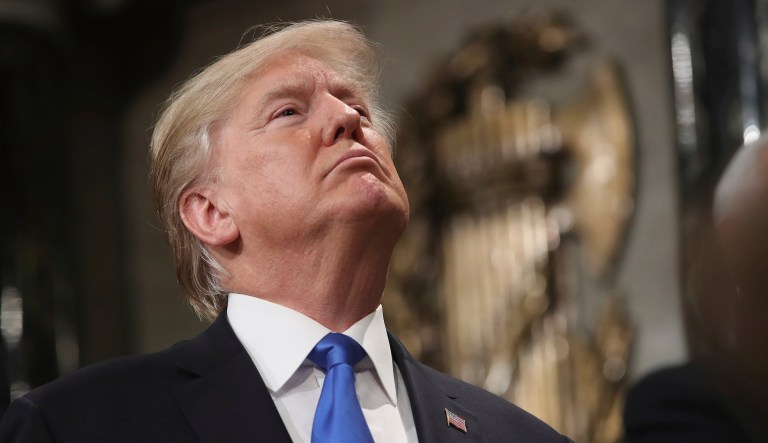 President Trump delivered his first State of the Union address Tuesday night to a joint session of Congress. (Win McNamee/Pool via AP)