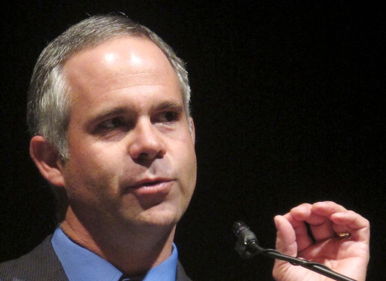   FILE - This Sept. 27, 2010 file photo shows Rep. Tim Huelskamp, R-Kansas speaking in Emporia, Kansas, before winning his seat in Congress. House Speaker John Boehner's decision to take plum committee assignments away from four Republican lawmakers after they bucked party leaders on key votes isn't going over well with conservative advocacy groups. Huelskamp will lose his seat on the House Budget Committee chaired by Rep. Paul Ryan next year. (AP Photo/John Hanna, File)  