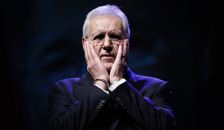 Alex Trebek walks out on stage at the 44th annual Daytime Emmy Awards at the Pasadena Civic Center on Sunday, April 30, 2017, in Pasadena, Calif. Photo by Chris Pizzello/Invision/AP