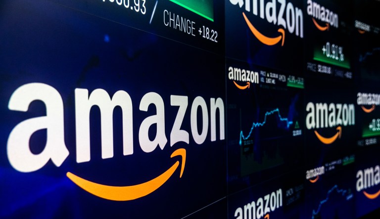 A monitor displays Amazon.com Inc. stock information at the Nasdaq MarketSite in New York, U.S., on Tuesday, Sep. 4, 2018. Amazon.com Inc.Â briefly became America's second trillion-dollar company on Tuesday after adding $434 billion to its market cap this year.