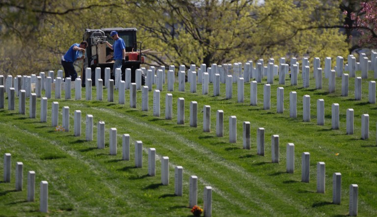 Burial services at Arlington National Cemetery.