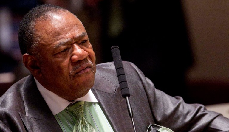 Sen. John Rogers, D-Birmingham, speaks during the House session at the Alabama Statehouse in Montgomery, Ala.