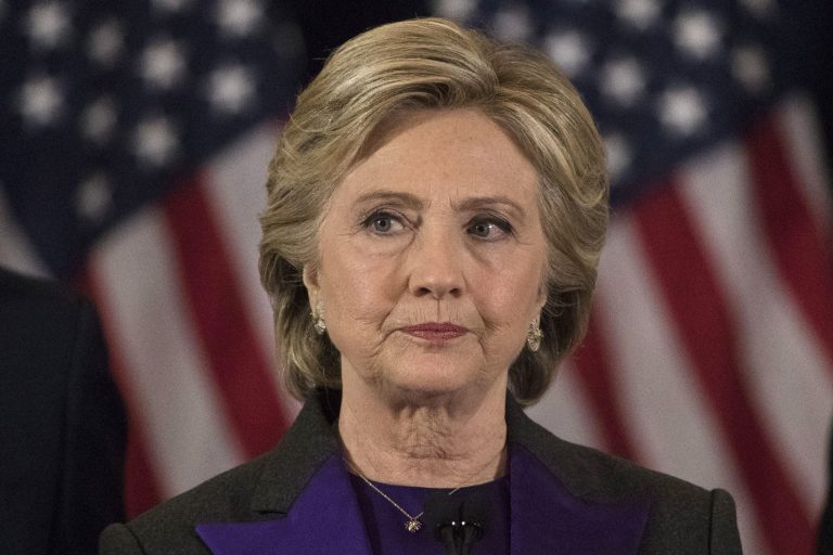 Democratic presidential candidate Hillary Clinton pauses while speaking in New York, Wednesday, Nov. 9, 2016, where she conceded her defeat to Republican Donald Trump after the hard-fought presidential election.
