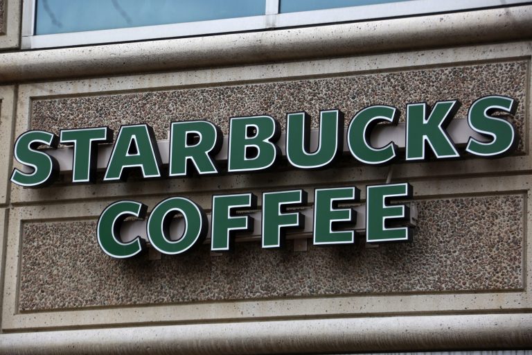 This is the sign on a Starbucks Coffee shop in downtown Pittsburgh.