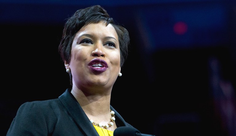 DC Mayor Muriel Bowser speaks.