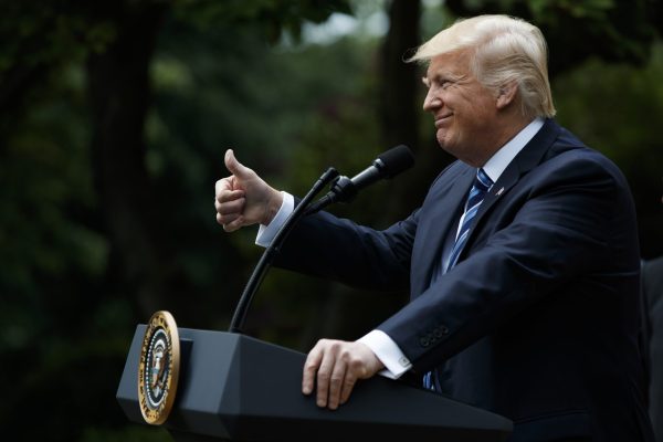 Trump crows about positive economic outlook