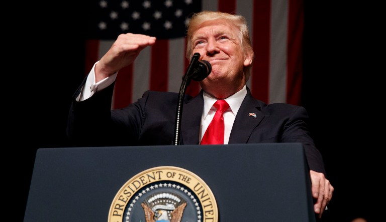President Donald Trump speaks about Cuba policy, Friday, June 16, 2017, in Miami.