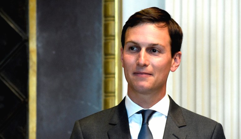 White House senior adviser Jared Kushner listens at the opening session of a meeting in the White House. 